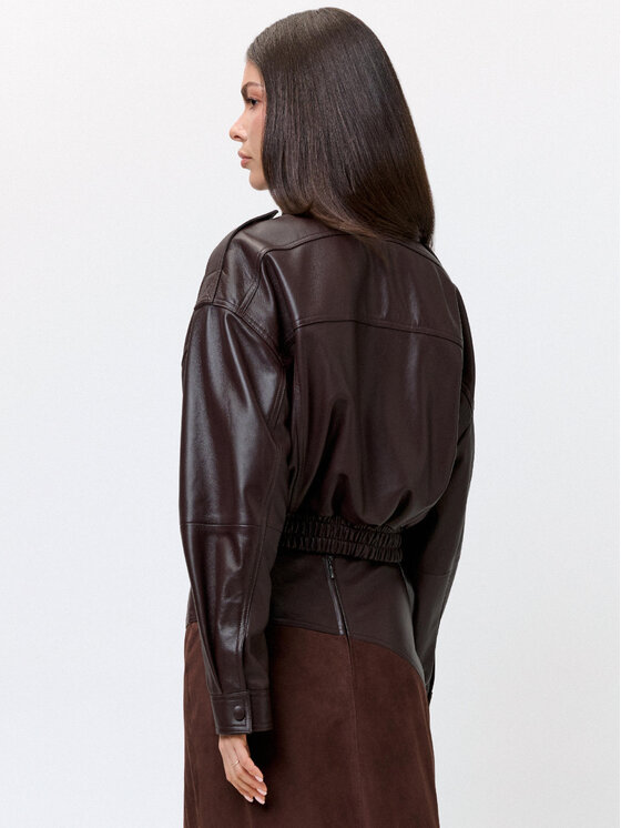 FAN LEATHER FAN LEATHER Kurtka skórzana JTLW854-50 Brązowy Loose Fit
