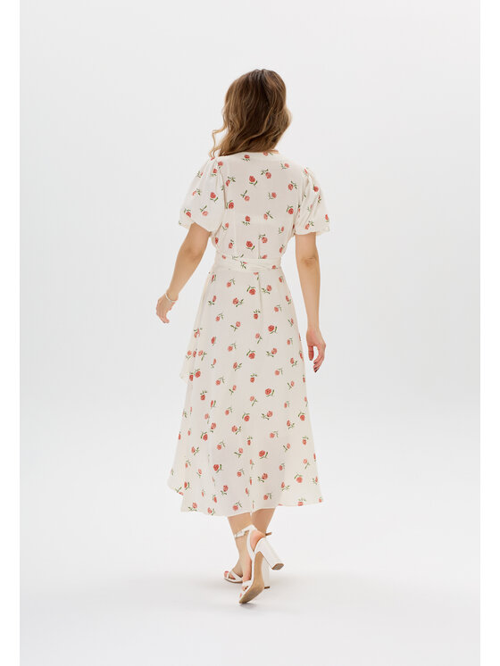 Mirons Mirons Sukienka koktajlowa print Biały Regular Fit
