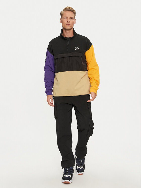Colourwear Colourwear Majica dugih rukava Bloc Half Zip 70102538 Crna Regular Fit