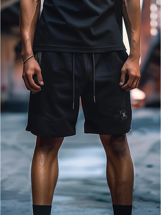 Point X Point X Szorty materiałowe Krótkie Spodenki Dresowe Męskie Czarne Point X Tech X fLeece M Czarny Regular Fit