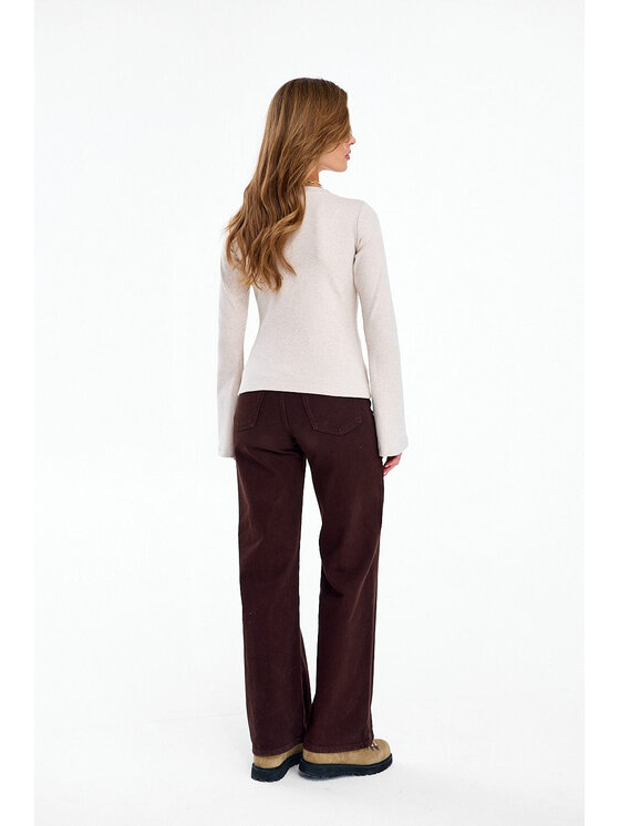 NAOKO NAOKO Longsleeve Blank Space Beżowy Regular Fit