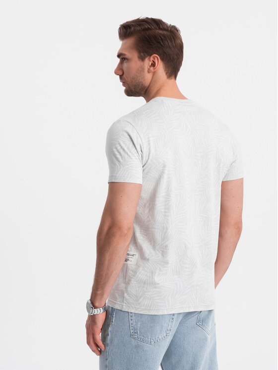Ombre Ombre T-Shirt OM-TSFP-0182 Šedá Regular Fit