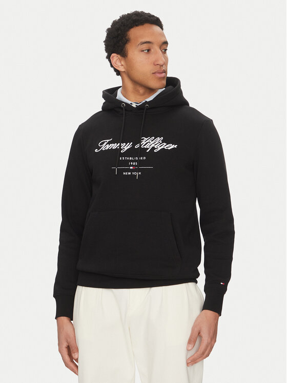 Tommy Hilfiger Mikina Script Logo MW0MW33631 Čierna Regular Fit