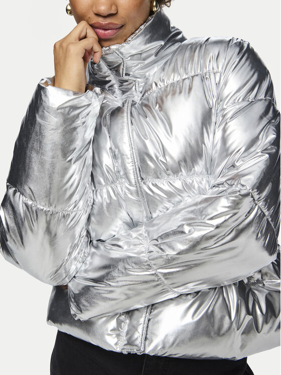 Pieces Pieces Μπουφάν χειμωνιάτικο Namie 17151539 Ασημί Regular Fit