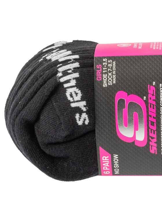 Skechers Skechers Skarpety krótkie 6pk Girls Cotton Ns Socks Czarny