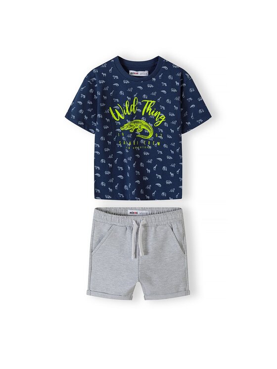 MINOTI MINOTI Komplet t-shirt i spodenki 17SET 5 Niebieski Regular Fit