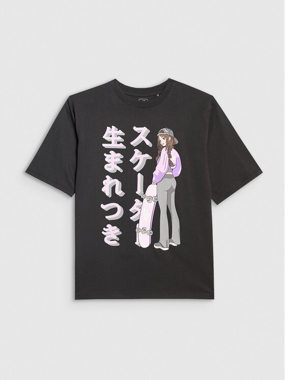 4F 4F T-Shirt BLUE VACATION Czarny Oversize