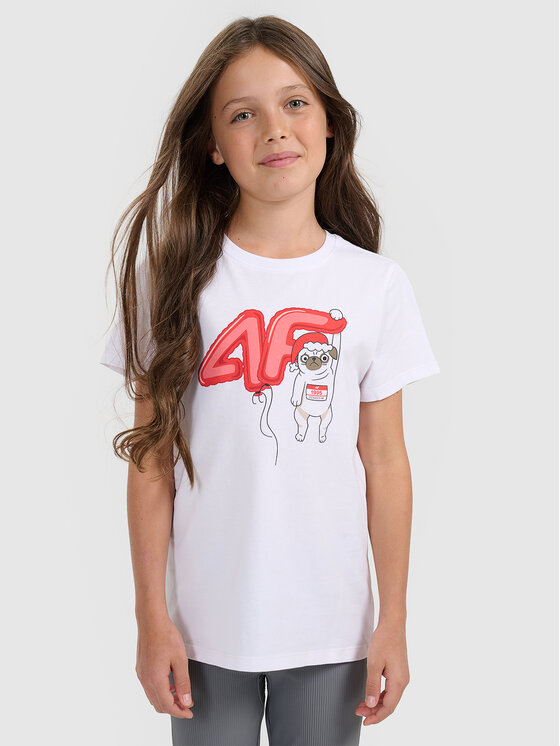 4F 4F T-Shirt CHRISTMAS DROP Biały Regular Fit