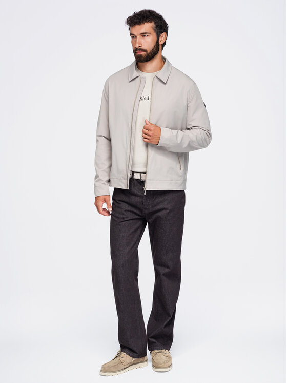 Ombre Ombre Kurtka przejściowa OM-JANP-0224 Szary Regular Fit