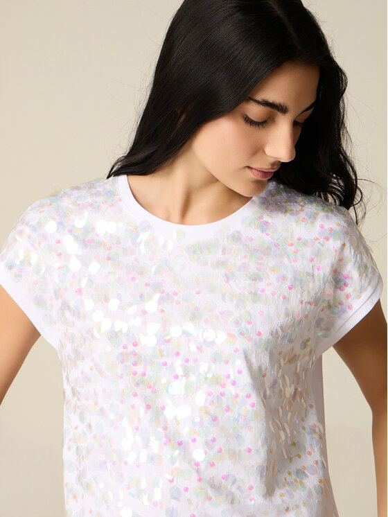 Oltre Oltre T-shirt G088J004318N0S2 Bianco Regular Fit