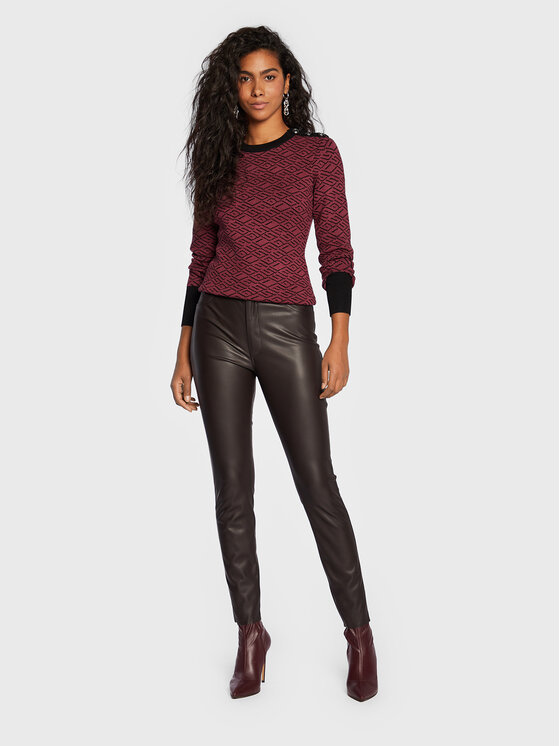 Maglione Logo Jacquard W1BR55 Z1091 Bordeaux Slim