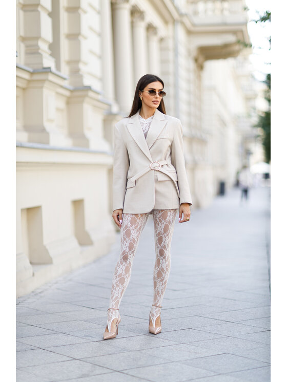 LilaLou LilaLou Legginsy Sophia Biały Slim Fit