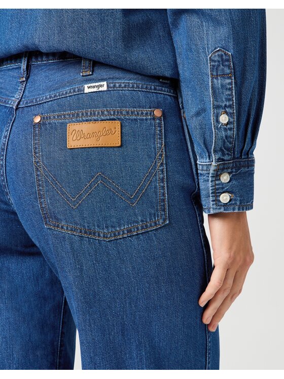 Wrangler Wrangler Jeansy World Wide Granatowy Wide Leg