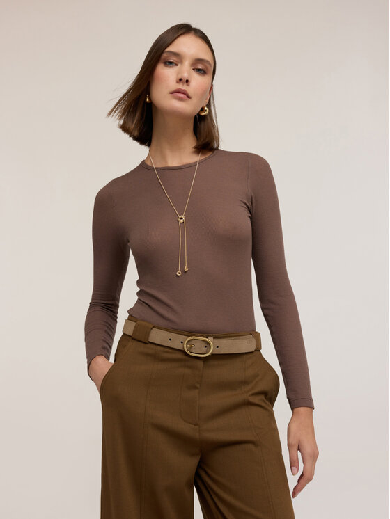 Motivi Motivi T-shirt G381W003433N022 Marrone Regular Fit