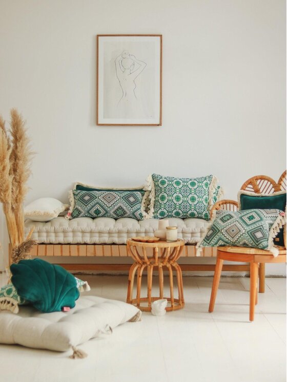Moi Mili Moi Mili Poduszka dekoracyjna Sea green mosaic Kolorowy