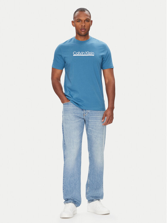Calvin Klein Calvin Klein Póló Outline Tape Graphic LV04RC852G Kék Regular Fit