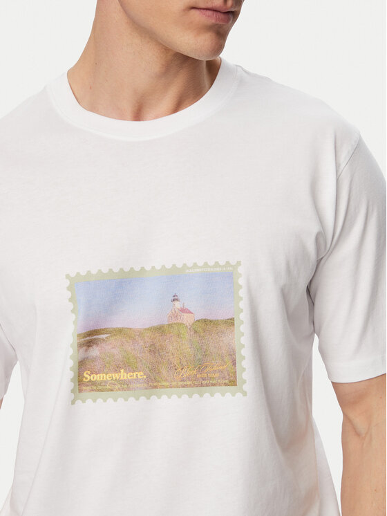 Jack & Jones Jack & Jones Tričko Montauk Photo 12290890 Biela Regular Fit