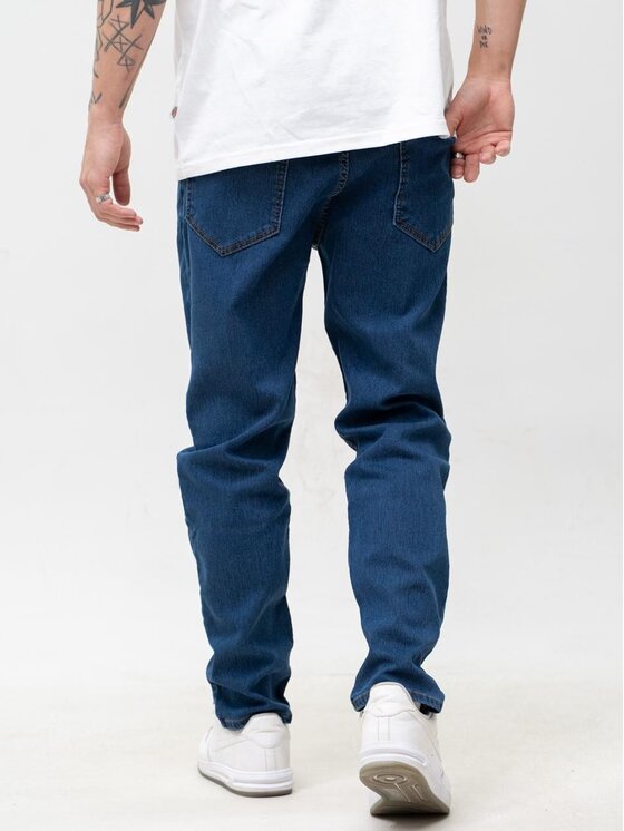Jigga Wear Jigga Wear Jeansy Ciemne dzins Mini Haft Logo 32 Niebieski Regular Fit
