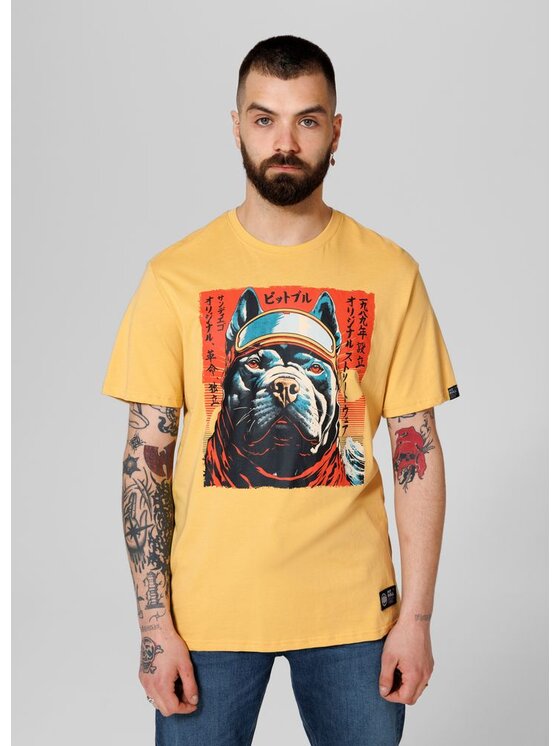 PITBULL PITBULL T-Shirt Koszulka Żółty Regular Fit