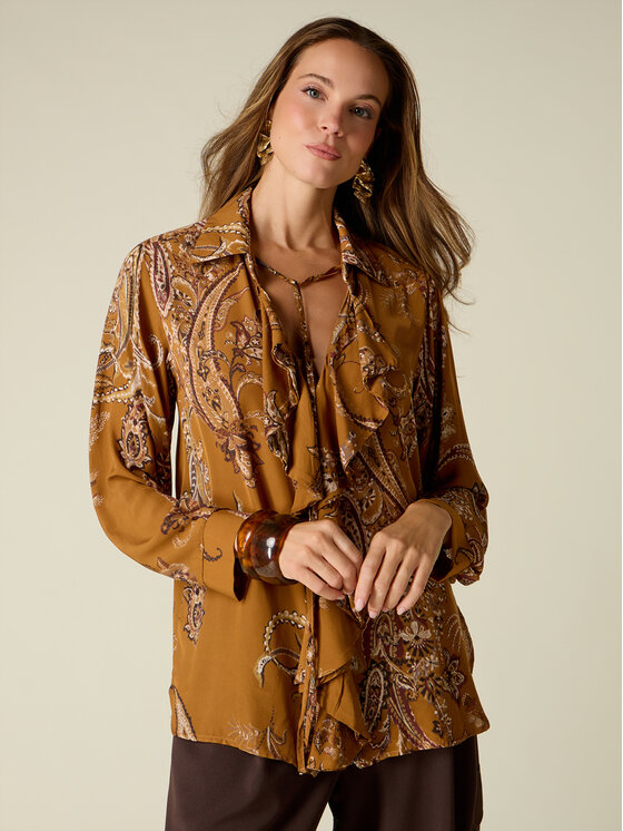 Oltre Oltre Bluzka 2064J000839N0V2 Brązowy Regular Fit