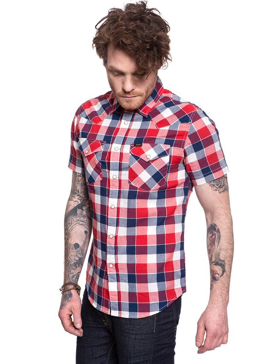 Lee Lee Koszula SS WESTERN Biały Slim Fit