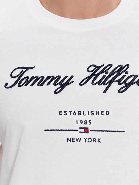 Tommy Hilfiger Tommy Hilfiger Tričko Script Logo Tee MW0MW33691 Biela Regular Fit