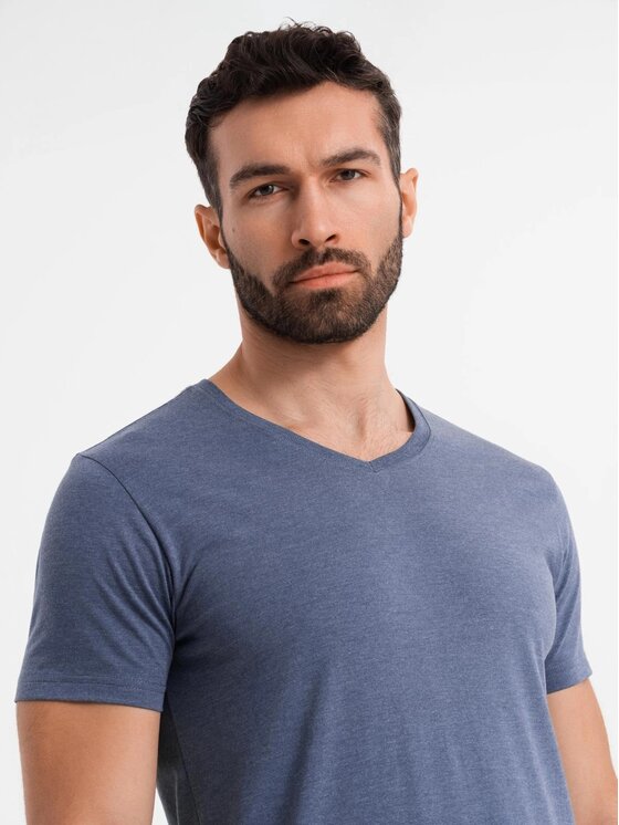 Ombre Ombre T-Shirt OM-TSBS-0237 Niebieski Regular Fit