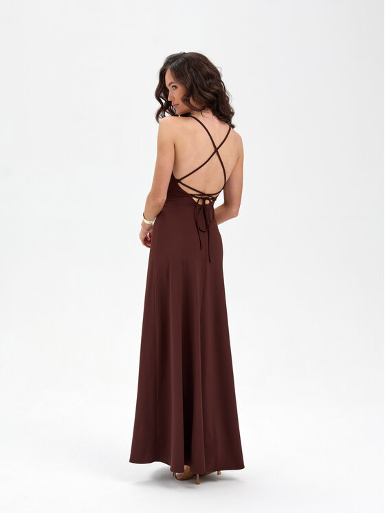 Roco Fashion Roco Fashion Sukienka wieczorowa Isadora Brązowy Slim Fit