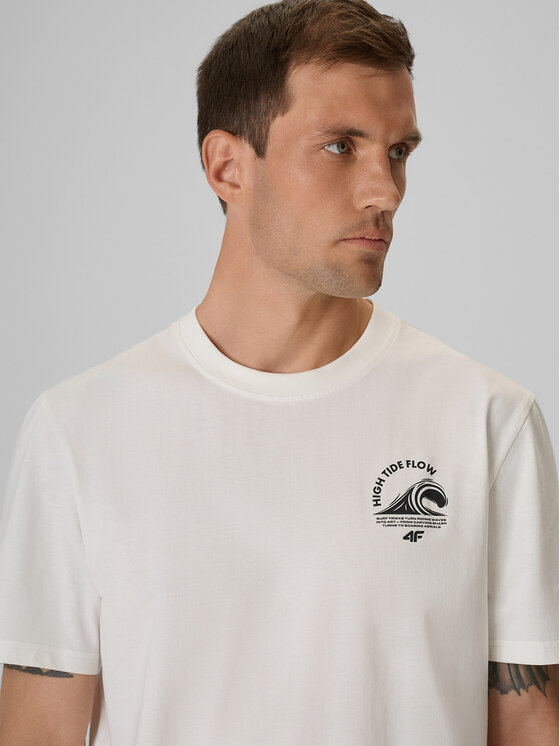 4F 4F T-Shirt CATCH THE WAVE Biały Relaxed Fit