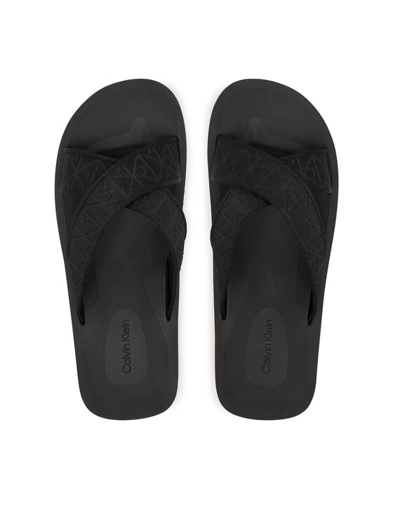 Calvin Klein Calvin Klein Šľapky Ess Diecut Xcross Wb Aop HM0HM02093 Čierna