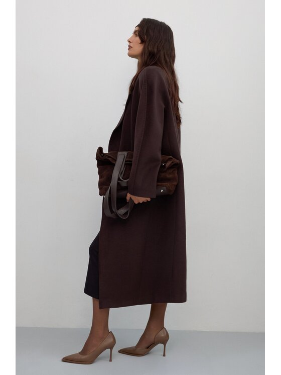 Estro Estro Cappotto di lana ER00117064 Marrone Loose Fit