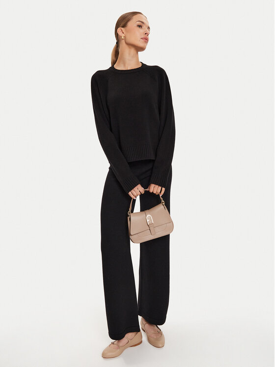 Max Mara Leisure Max Mara Leisure Pletene hlače Epopea 24263360 Črna Relaxed Fit