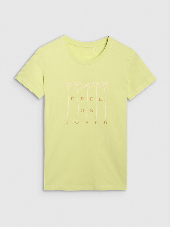 4F 4F T-Shirt FOB SUMMER Żółty jasny Regular Fit