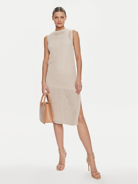 Marella Marella Sukienka dzianinowa Lisetta 2413621015 Beżowy Regular Fit