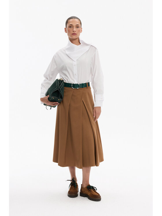 Deni Cler Milano Deni Cler Milano Spódnica midi W-DC-7052-F5-C2-18-1 Brązowy A-Line Fit