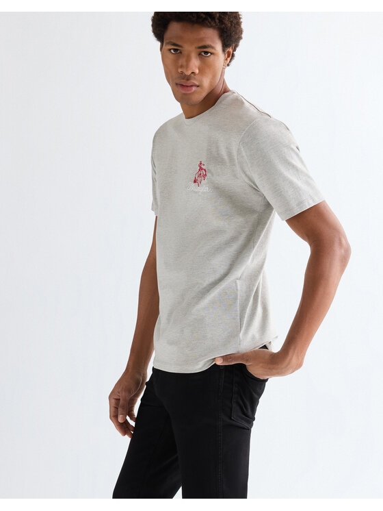 Wrangler Wrangler T-Shirt EMBROIDERY TEE Szary Regular Fit
