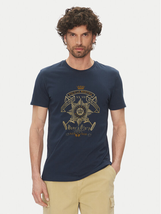 La Martina La Martina Tricou Aloysius MARG30 JS206 Bleumarin Regular Fit