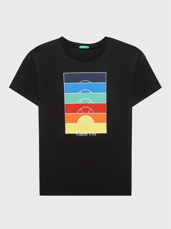 United Colors Of Benetton Tricou 3096C10A8 Negru Regular Fit