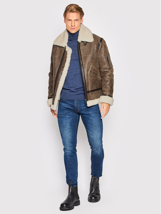 Serge Pariente Serge Pariente Usnjena jakna New Kennedy Rjava Regular Fit