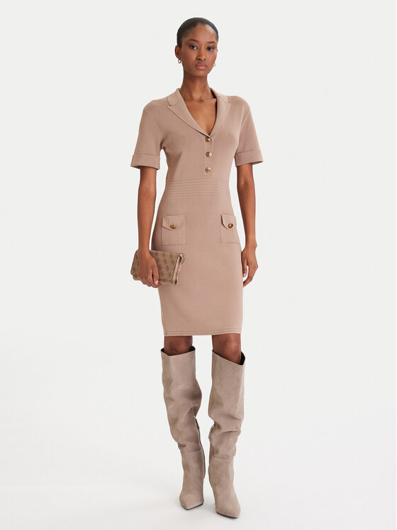 Guess Guess Trikotāžas kleita W5YK29 Z0130 Bēšs Slim Fit