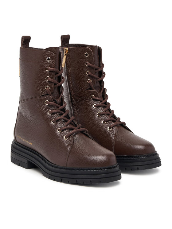 Tommy Hilfiger Tommy Hilfiger Auliniai batai Th Emboss Grain Leather Boot FW0FW09553 Ruda