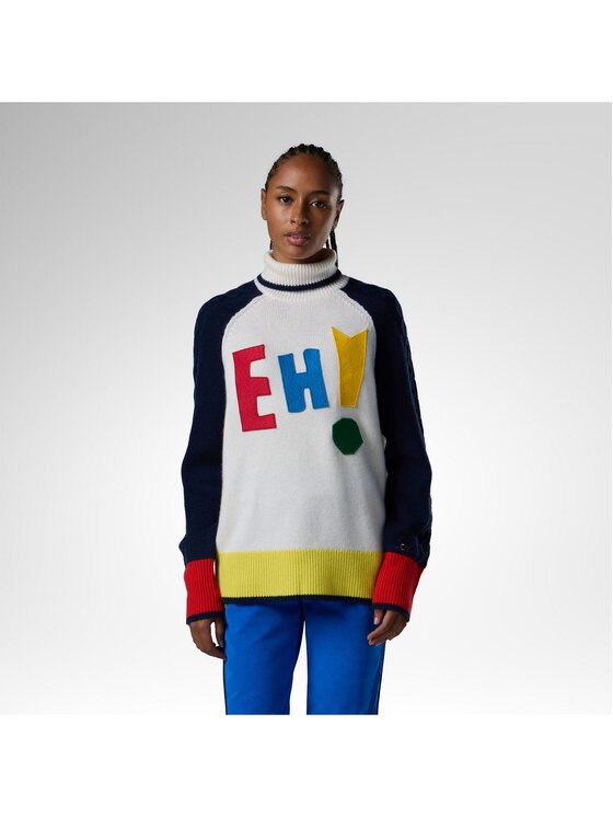 Rossignol Rossignol Golf W Jcc Graphic Turtle Neck Swea Biały Relaxed Fit