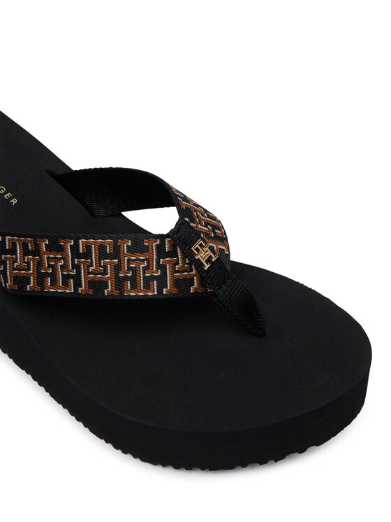 Tommy Hilfiger Tommy Hilfiger Джапанки Wedge Summer Sandal Mono FW0FW09698 Черен