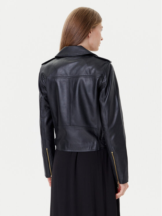 MICHAEL KORS ブラックレザージャケット S Michael Kors マイケルコース MC57748 ラムレザー シングル