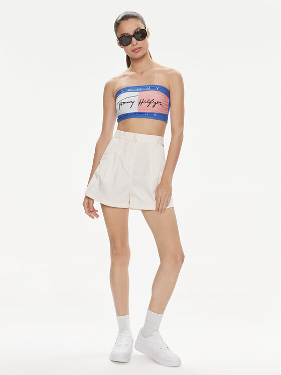 Tommy Jeans Tommy Jeans Pantaloncini di tessuto Claire DW0DW17775 Bianco Regular Fit