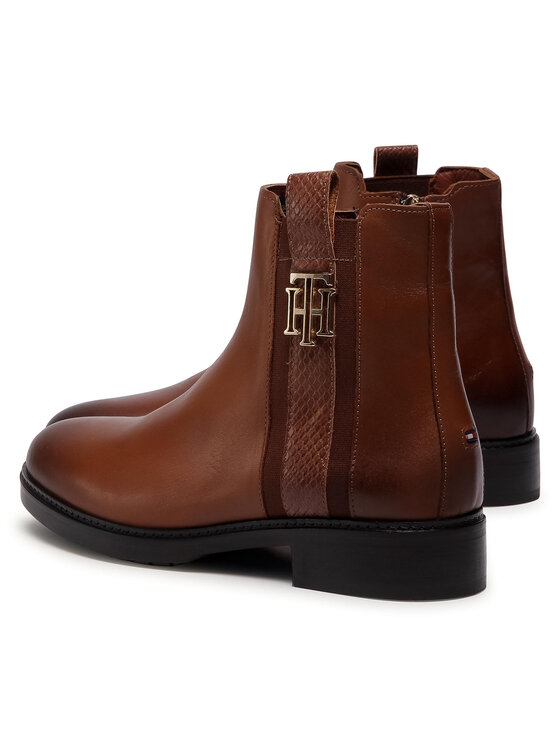 Tommy Hilfiger Tommy Hilfiger Stivaletti Th Interlock Leather Flat Boot FW0FW05181 Marrone