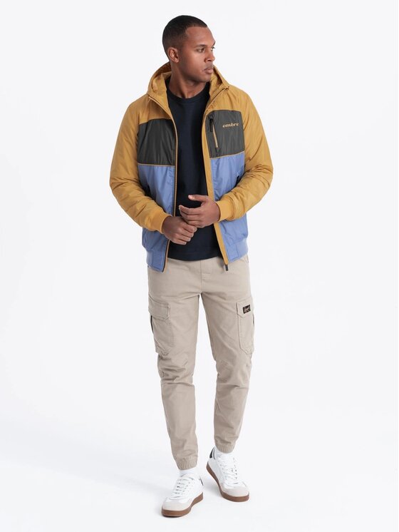 Ombre Ombre Kurtka przejściowa OM-JANP-0194 Niebieski Regular Fit