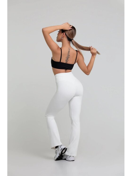 Chiara Wear Chiara Wear Spodnie materiałowe Spodnie ocieplane z pasem X WINTER FLARE Biały Slim Fit