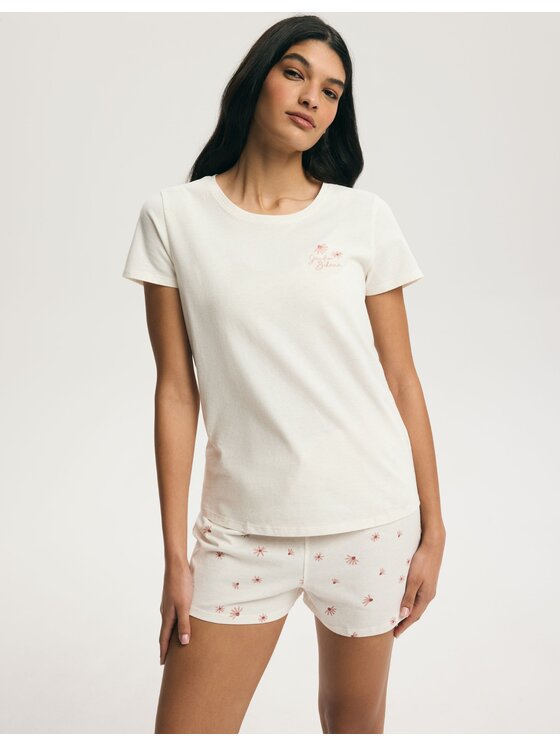 Esotiq Esotiq Piżama 45217 Biały Regular Fit