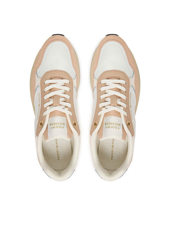 Tommy Hilfiger Tommy Hilfiger Sneakersy Mix Material Runner FW0FW08950 Écru